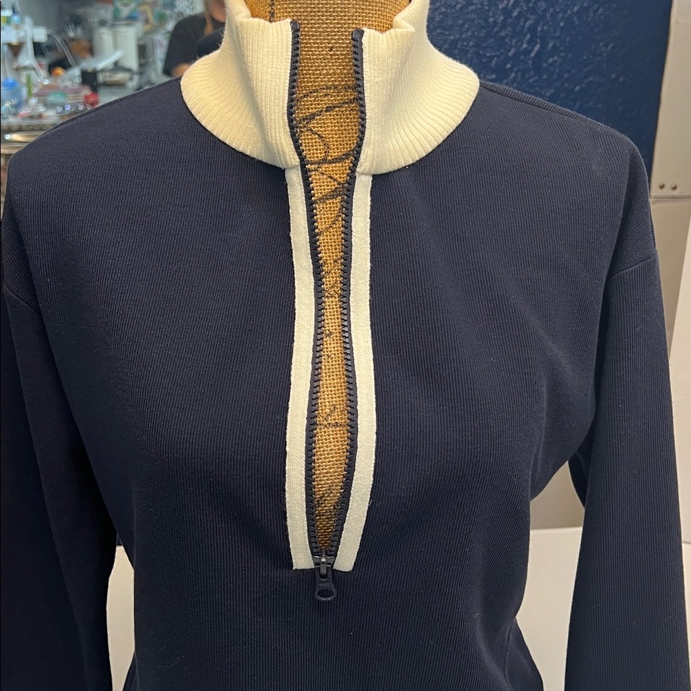 KRIMSON KLOVER BLUE & WHITE QUARTER ZIP PULLOVER SWEATER SKI RESORT WEAR XS - Picture 2 of 12